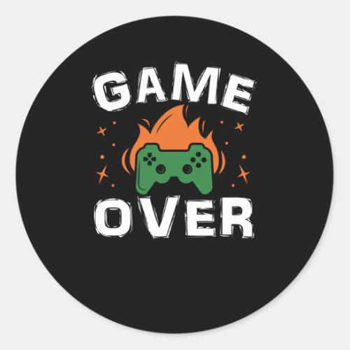 Funny Gaming Video Game Over Retro Vintage Gamer Classic Round Sticker