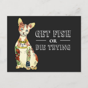 Funny Gangster Sphynx Cat Tattoo Illustration Postcard