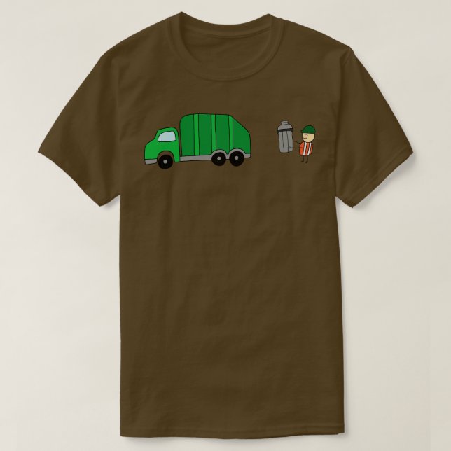 Funny Garbage Man Holding Trash Bin With Garbage T T-Shirt (Design Front)