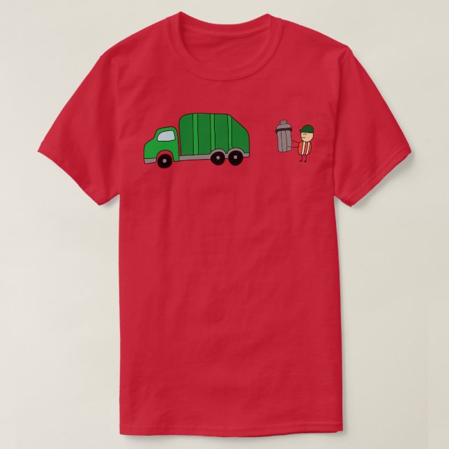 Funny Garbage Man Holding Trash Bin With Garbage T T-Shirt (Design Front)