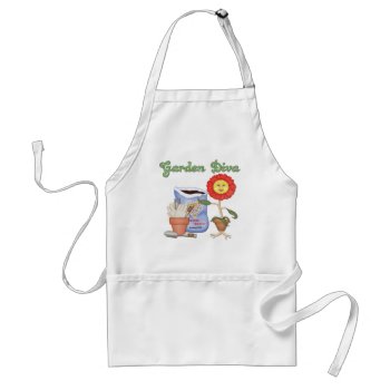 Funny Garden Diva Adult Apron by Spice at Zazzle