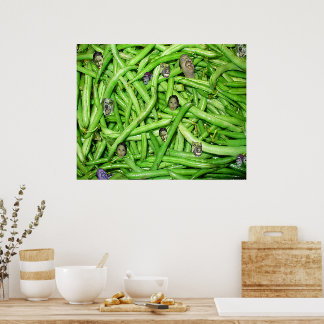 Funny Garden Fresh Green Bean Heads Poster