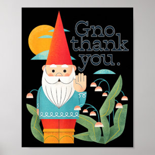 Funny Garden Gnome Pun Gno Thank You Vintage Humor Poster