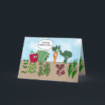 Funny Garden Vegetables Birthday Pun for Vegan Card<br><div class="desc">This humorous birthday card has cartoon vegetables in a garden, looking scared. There is a funny pun on the cover and inside, telling your loved one to relax on their birthday. Give this to someone who loves vegetables, or a vegetarian or vegan. This is perfect for a gardener or farmer...</div>