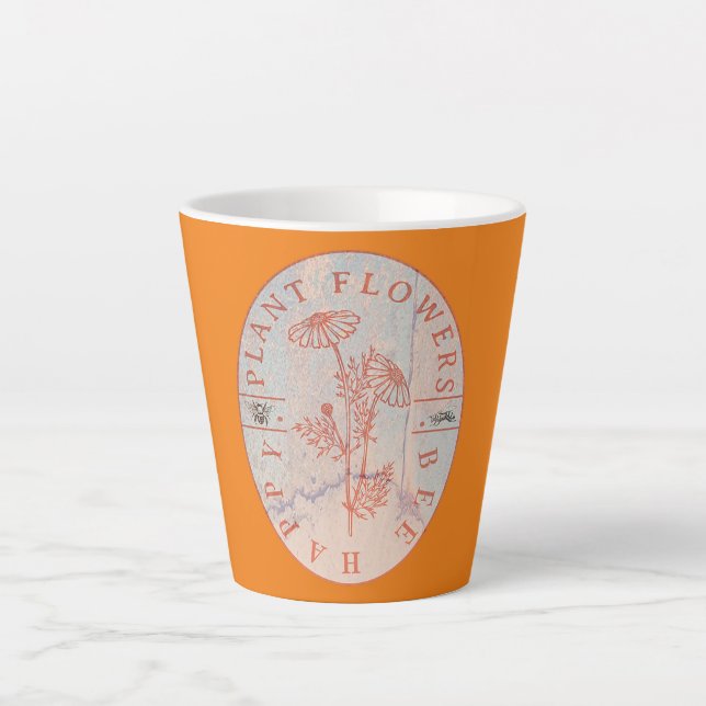 Funny Gardener Plant Flowers Bee Happy  Latte Mug (Front)