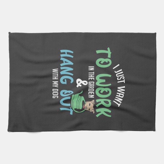 Funny Gardening - Gardening And Dog Kitchen Towel (Horizontal)