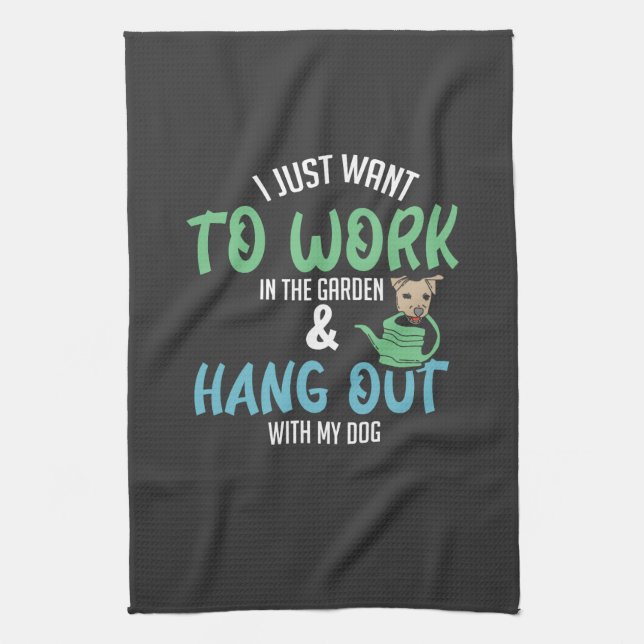 Funny Gardening - Gardening And Dog Kitchen Towel (Vertical)