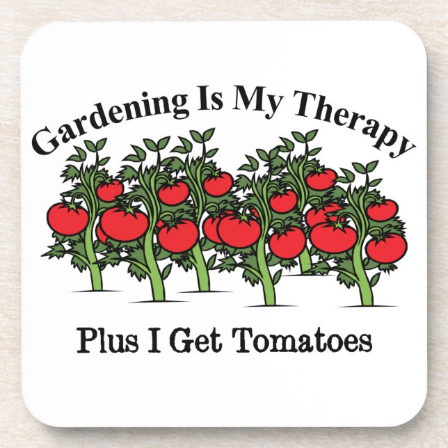 Funny Gardening Is My Therapy Beverage Coaster (Front)