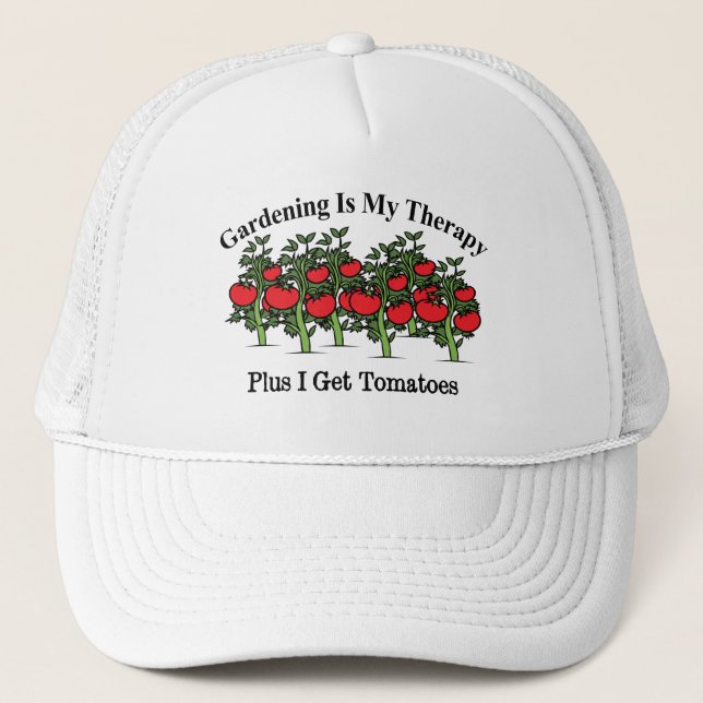 Funny Gardening Is My Therapy Trucker Hat (Front)