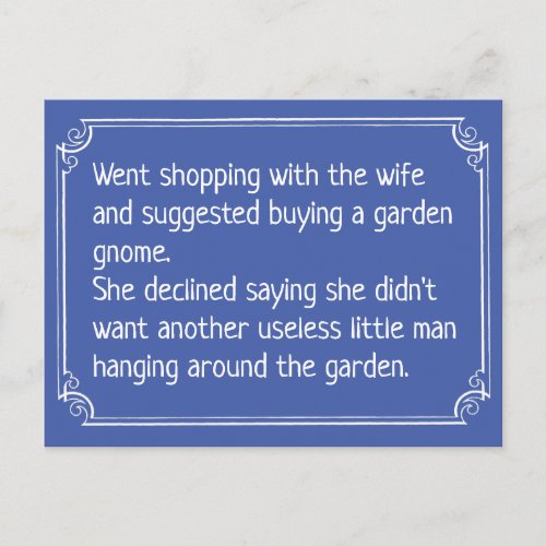 Funny Gardening Joke Garden Gnome Postcard