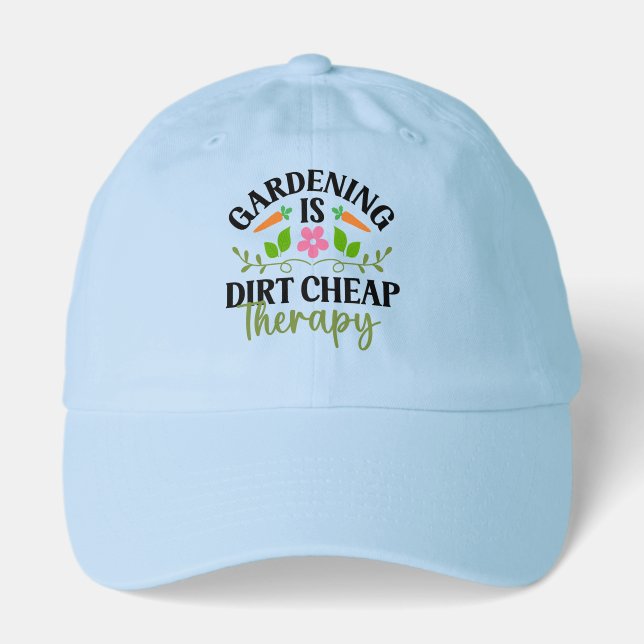 Funny Gardening therapy word art  Hat (Front)