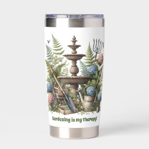 Funny gardening therapy word art insulated tumbler
