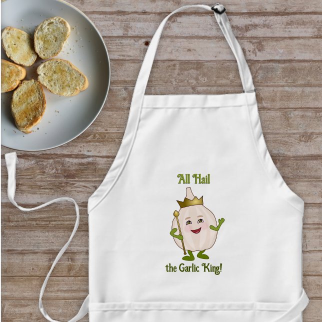Funny Garlic Theme - Bulb with Crown - your slogan Adult Apron (Creator Uploaded)