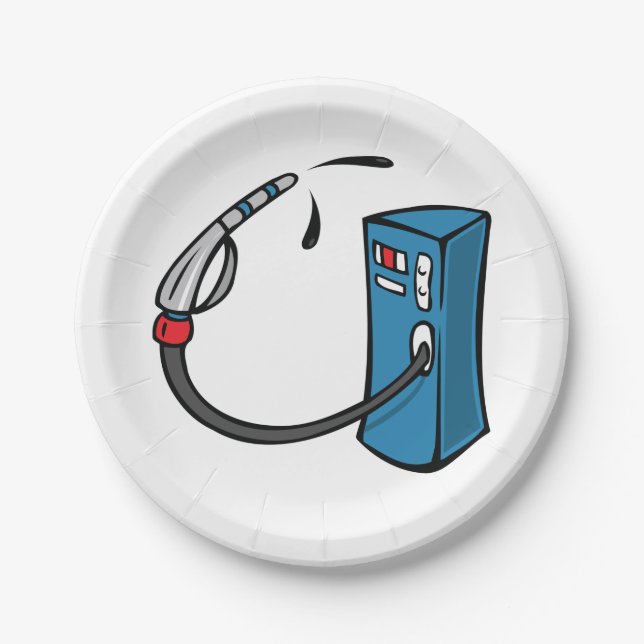 Funny Gas Pump Fuel Station Paper Plates (Front)