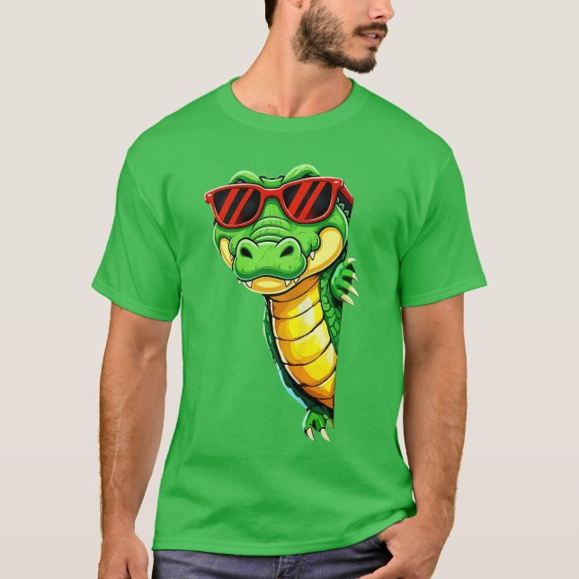 Funny Gator with Sunglasses Lovers for Men Women G T-Shirt (Front)