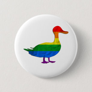 Funny Gay and Lesbian Pride Duck, Quack Quack Pinback Button
