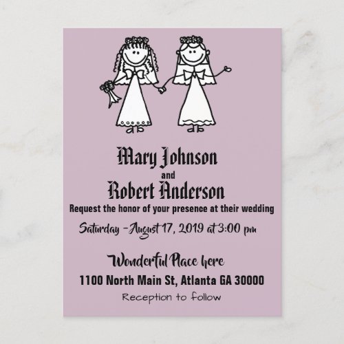 Funny Gay Bride and Bride Wedding Invitation