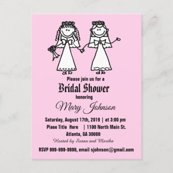 Funny Gay Bride Wedding Shower Invitation Postcard by AllSmilesWeddings at Zazzle