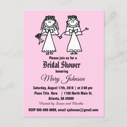 Funny Gay Bride Wedding Shower Invitation Postcard