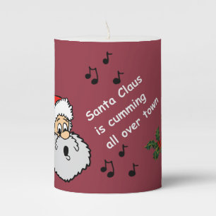 Funny Gay Christmas Santa Claus Is Cumming Around Pillar Candle