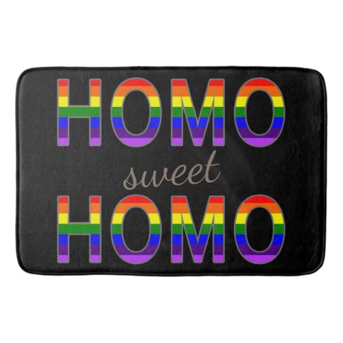 Funny Gay Homo Sweet Homo Rainbow Colors Bathroom Mat
