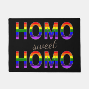Funny Gay Homo Sweet Homo Rainbow Colors Doormat