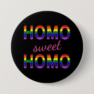 Funny Gay Homo Sweet Homo Rainbow Colors Pinback Button
