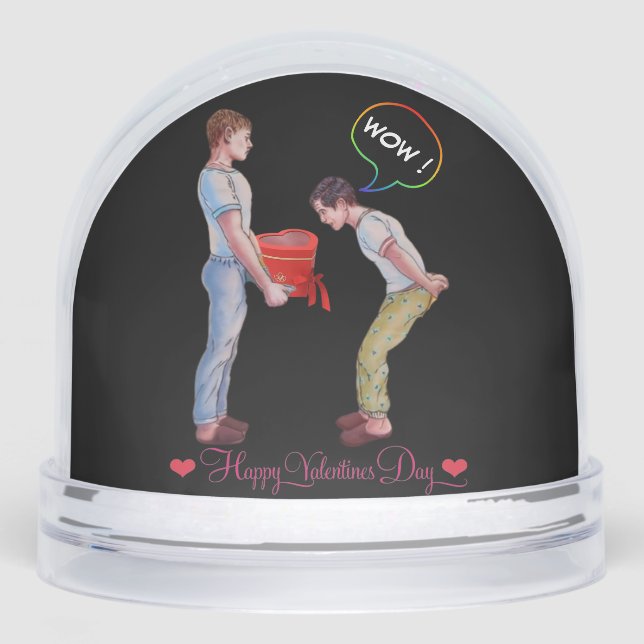 Funny  Gay LGBTQIA Personalized Valentine Gift Snow Globe (Front)