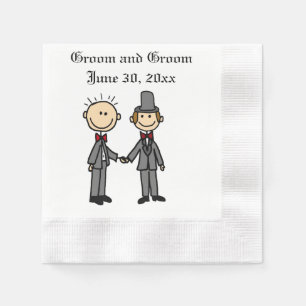Funny Gay Marriage Grooms Cartoon Napkins