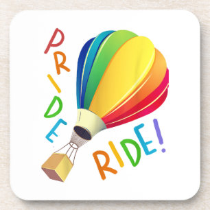 Funny Gay Pride Hot Air Balloon Rainbow Ride Gays Beverage Coaster