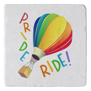 Funny Gay Pride Hot Air Balloon Rainbow Ride Gays  Trivet