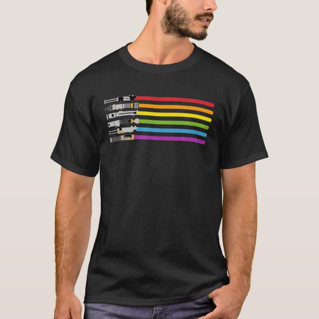 Funny Gay Saber Light Sword Rainbow - LGBT Pride F T-Shirt (Front)