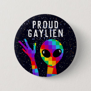 Funny GAYLIEN LGBT+ Gay Pride Button