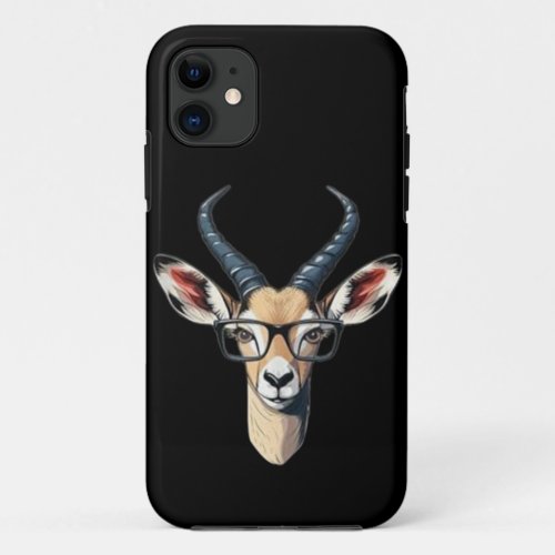 Funny gazelle face for safari and spectacles lover iPhone 11 case