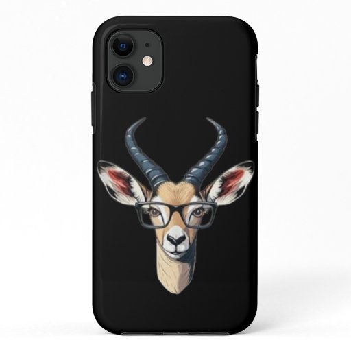 Funny gazelle face for safari and spectacles lover iPhone 11 case