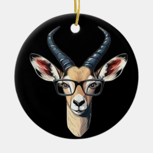 Funny gazelle face for safari and spectacles lover ceramic ornament