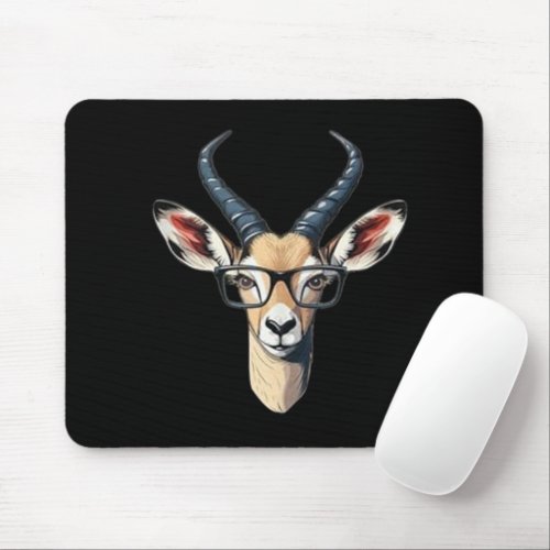 Funny gazelle face for safari and spectacles lover mouse pad