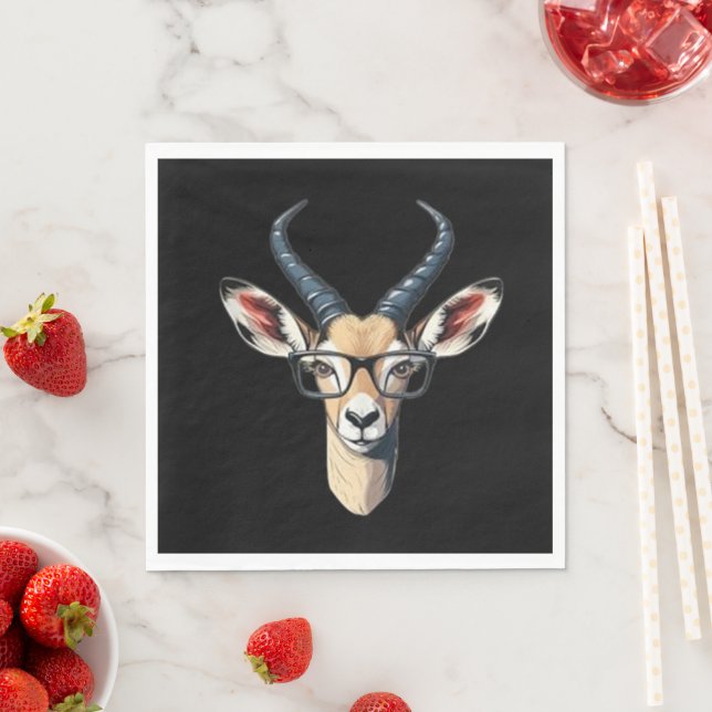 Funny gazelle face for safari and spectacles lover napkins (Insitu)