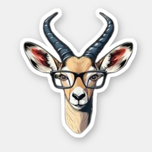 Funny gazelle face for safari and spectacles lover sticker
