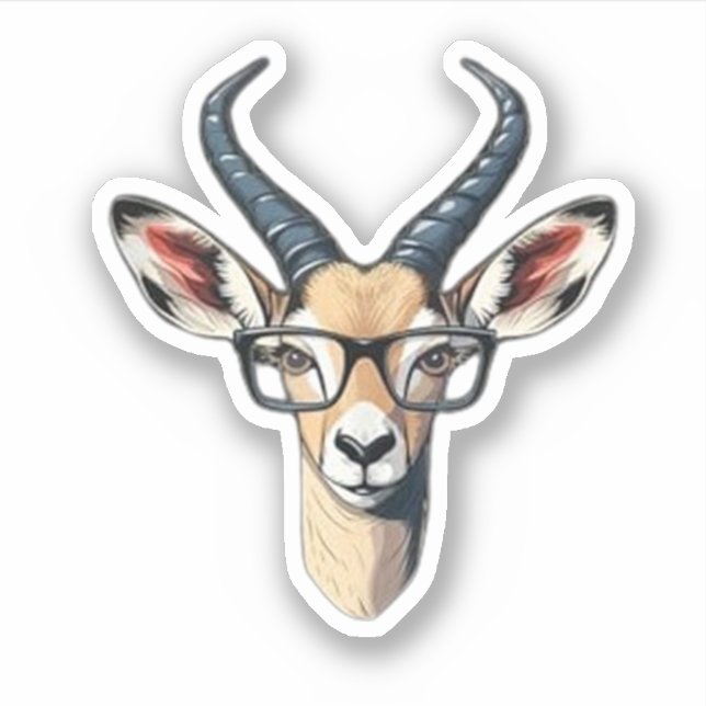 Funny gazelle face for safari and spectacles lover sticker (Front)