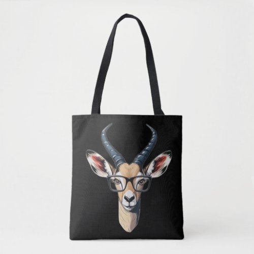 Funny gazelle face for safari and spectacles lover tote bag