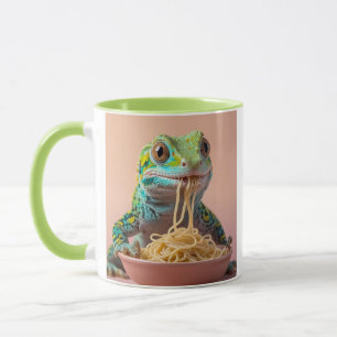 Funny Gecko Eating Spaghetti Mug