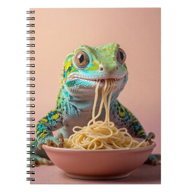 Funny Gecko Eating Spaghetti  Notebook (Front)