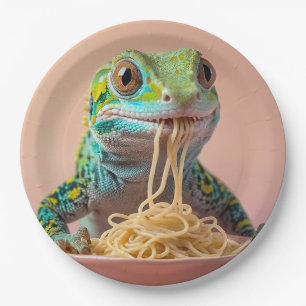 Funny Gecko Eating Spaghetti  Paper Plates