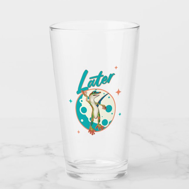 Funny Gecko Later Procrastination Humor Glass (Front)