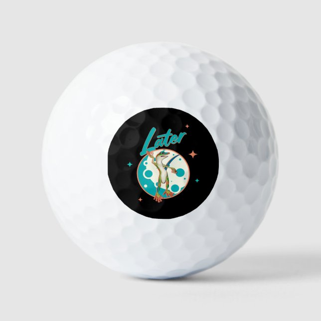 Funny Gecko Later Procrastination Humor Golf Balls (Front)