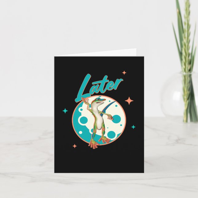 Funny Gecko Later Procrastination Humor Note Card (Front)