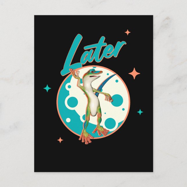 Funny Gecko Later Procrastination Humor Postcard (Front)