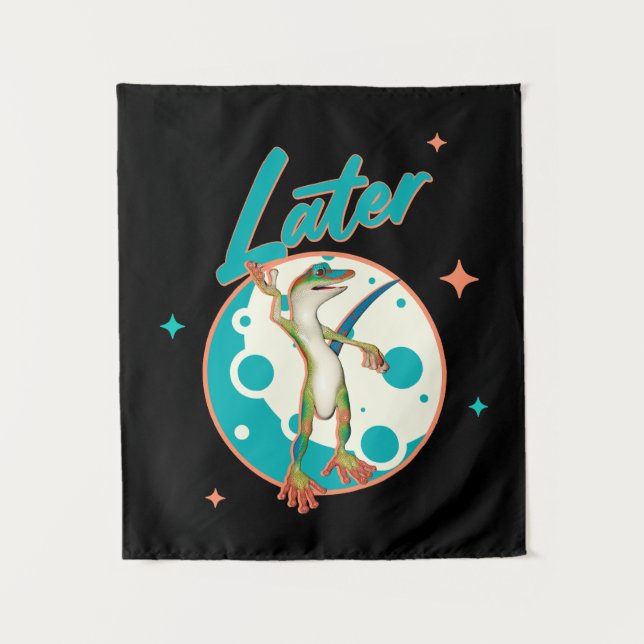 Funny Gecko Later Procrastination Humor Tapestry (Front)