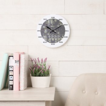 Funny Geek Binary Clock With Circuit Board Effect by DigitalDreambuilder at Zazzle